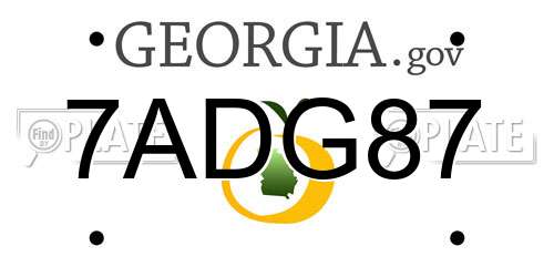 7ADG87 Georgia License Plate