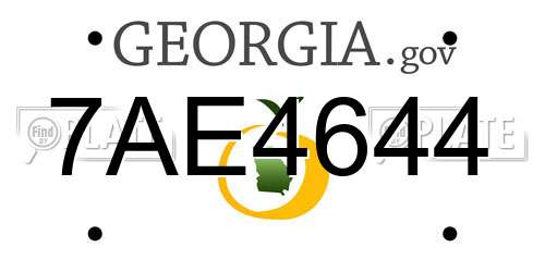 7AE4644 Georgia License Plate