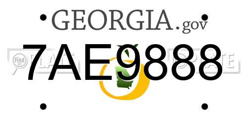 7AE9888 Georgia License Plate