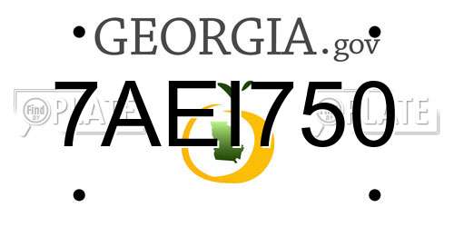 7AEI750 Georgia License Plate