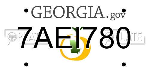 7AEI780 Georgia License Plate