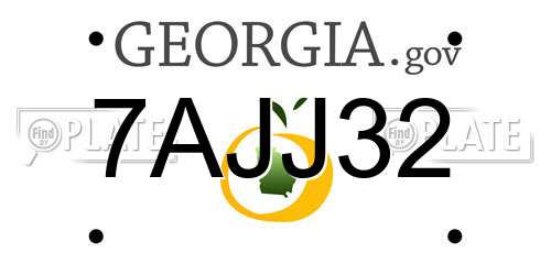 7AJJ32 Georgia License Plate