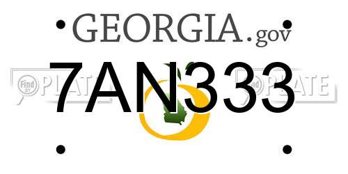 7AN333 Georgia License Plate