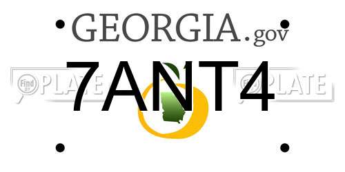7ANT4 Georgia License Plate