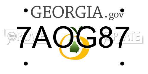 7AOG87 Georgia License Plate
