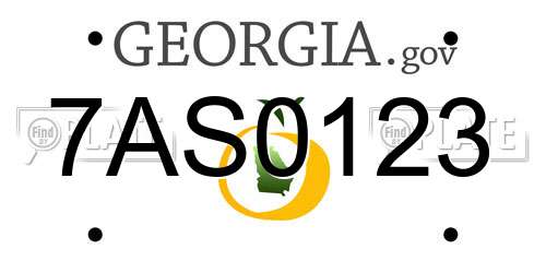 7AS0123 Georgia License Plate