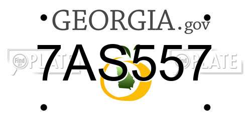 7AS557 Georgia License Plate