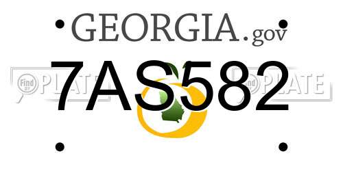 7AS582 Georgia License Plate