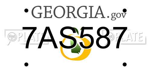 7AS587 Georgia License Plate