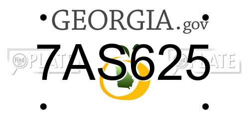 7AS625 Georgia License Plate