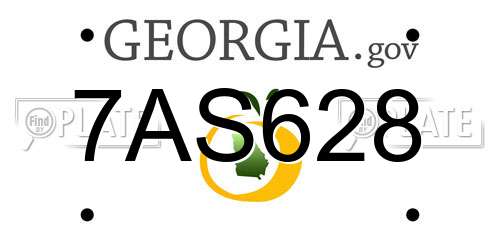 7AS628 Georgia License Plate