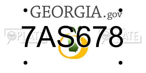 7AS678 Georgia License Plate