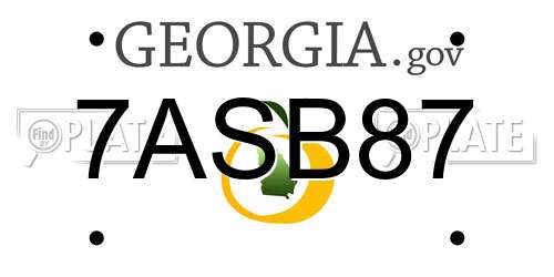 7ASB87 Georgia License Plate