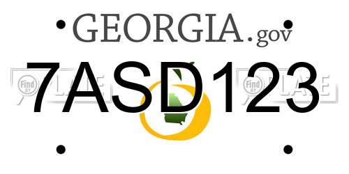7ASD123 Georgia License Plate