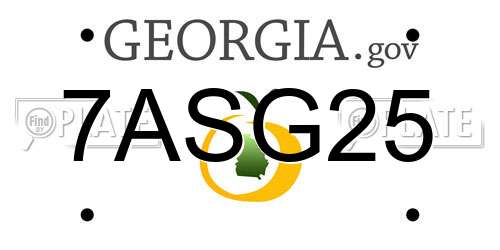 7ASG25 Georgia License Plate