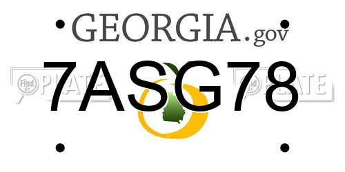 7ASG78 Georgia License Plate