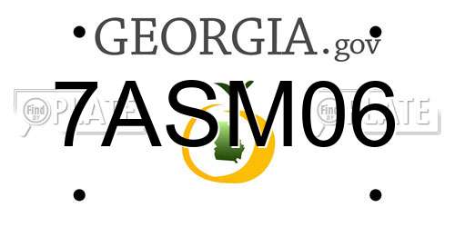 7ASM06 Georgia License Plate