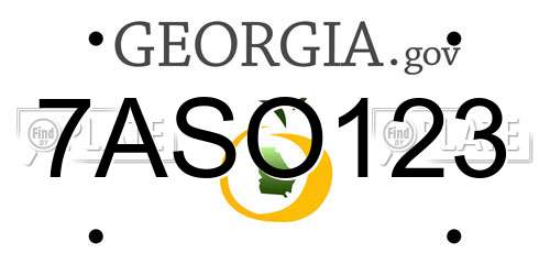 7ASO123 Georgia License Plate