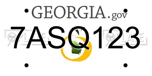 7ASQ123 Georgia License Plate
