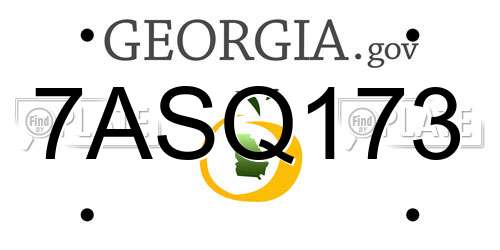 7ASQ173 Georgia License Plate
