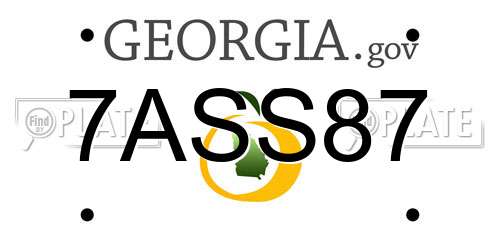 7ASS87 Georgia License Plate