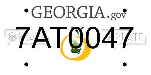7AT0047 Georgia License Plate