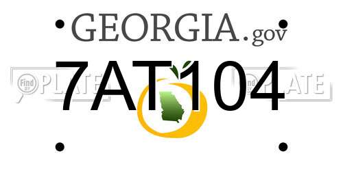 7AT104 Georgia License Plate