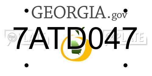 7ATD047 Georgia License Plate