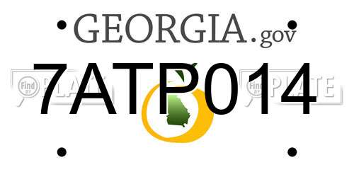 7ATP014 Georgia License Plate