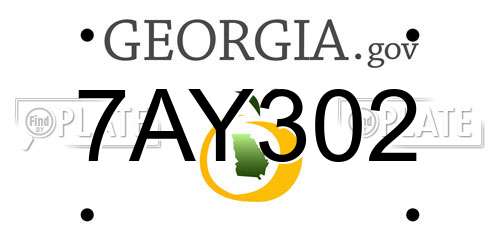 7AY302 Georgia License Plate
