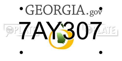 7AY307 Georgia License Plate