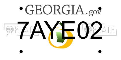 7AYE02 Georgia License Plate