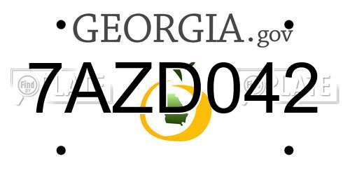 7AZD042 Georgia License Plate
