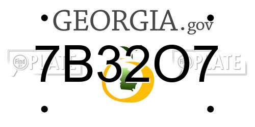 7B32O7 Georgia License Plate