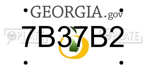 7B37B2 Georgia License Plate