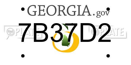 7B37D2 Georgia License Plate
