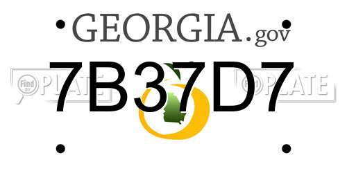 7B37D7 Georgia License Plate