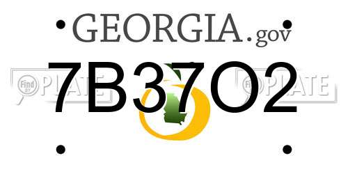 7B37O2 Georgia License Plate