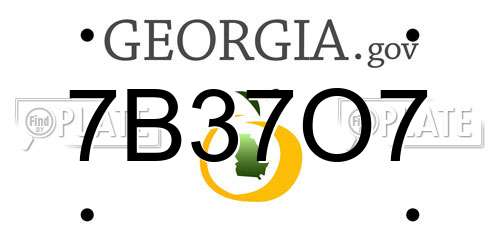 7B37O7 Georgia License Plate