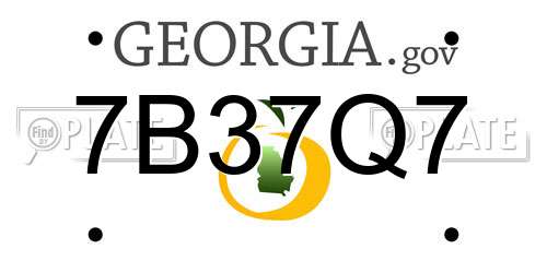7B37Q7 Georgia License Plate