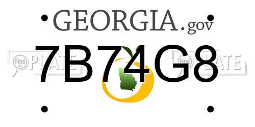 7B74G8 Georgia License Plate
