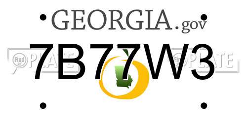 7B77W3 Georgia License Plate