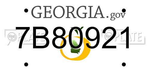 7B80921 Georgia License Plate