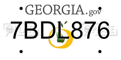 7BDL876 Georgia License Plate