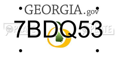 7BDQ53 Georgia License Plate