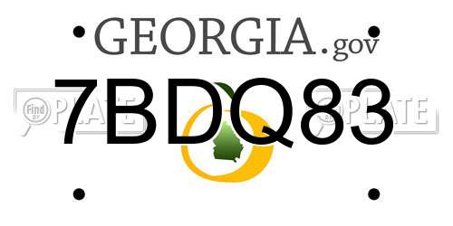 7BDQ83 Georgia License Plate