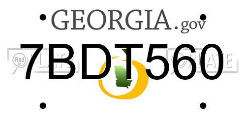 7BDT560 Georgia License Plate