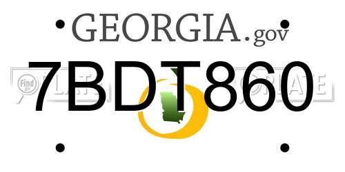 7BDT860 Georgia License Plate