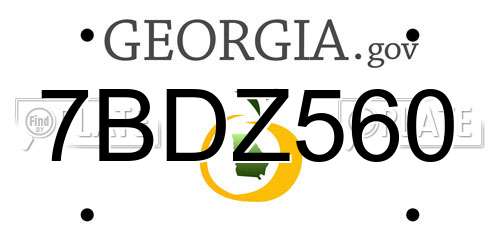 7BDZ560 Georgia License Plate