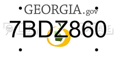 7BDZ860 Georgia License Plate